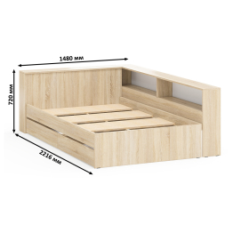 Ксения 1200 кровать с ящиками, ящиком для белья и прикроватным блоком для вещей