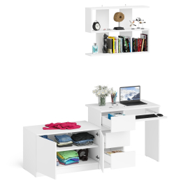 Тумба с дверками МА900 с компьютерным столом МС-6 левым и полкой 900