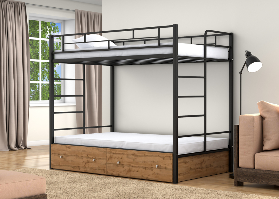 Для подростков, Двухъярусная кровать Валенсия 120 Твист ящики дуб ватан