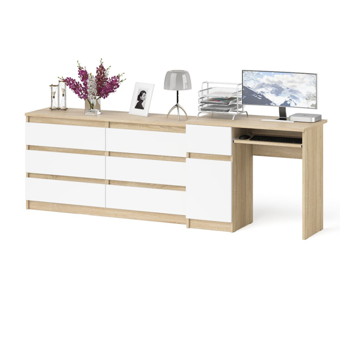 Компьютерные столы, Комод 6-ть ящиков Мори 1380 и стол компьютерный МС-1 дверка и ящик слева