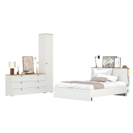 Комод шесть ящиков Остин с кроватью 1600 с основанием и пеналом с полками