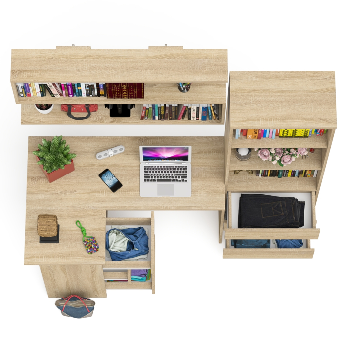 Домашние кабинеты, Уголок школьника Мори с угловым столом и полкой и стеллажом