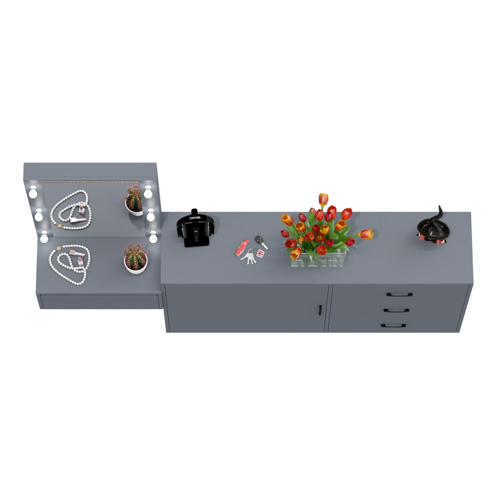 Туалетные столики, Стол косметический навесной с подсветкой и комод 122-1504