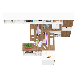 Лидер-8 мебель для детской для двоих детей из столов с открытыми полками и пенала с нишей и тумбы 3.16