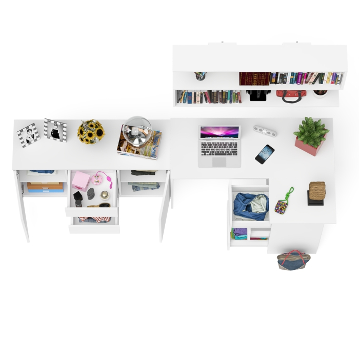 Домашние кабинеты, Стол компьютерный угловой МС-16 правый с навесной полкой и тумбой МК-1200.3 Мори