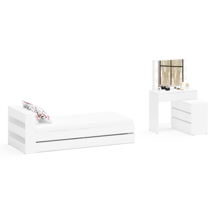 Спальные гарнитуры, Стол косметический с подсветкой 110 с кроватью с выдвижными ящиками Ксения 900