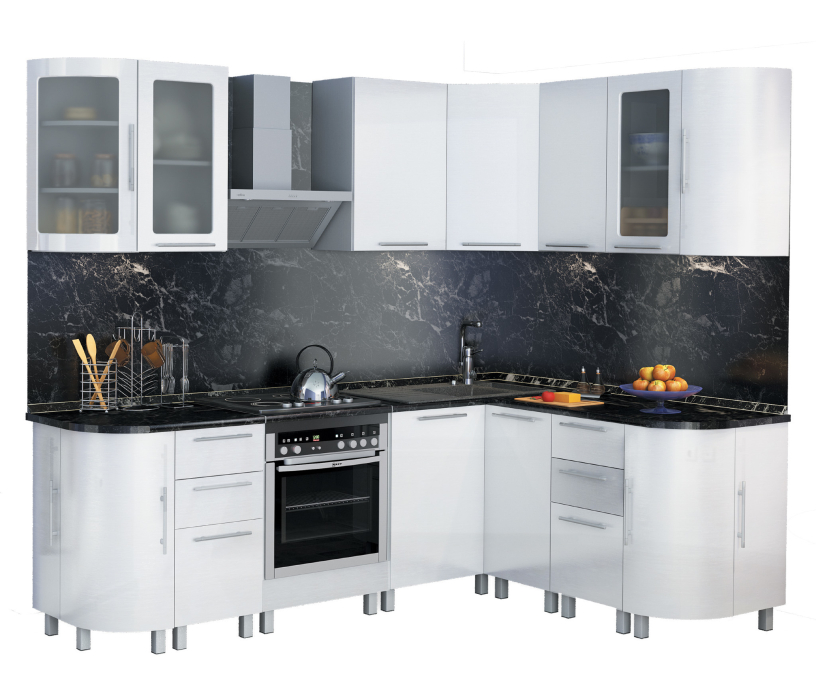 Лидеры продаж модульных кухонь, Анна Кухня угловая 2400*1700 Белый глянец