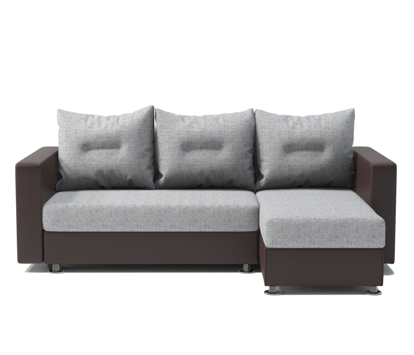 Диваны угловые в гостиную, Угловой диван Ария правый, шенилл / экокожа