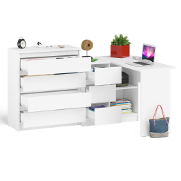 Комод Мори МК800 4-ре ящика с угловым компьютерным столом Мори МС-16 тумба слева