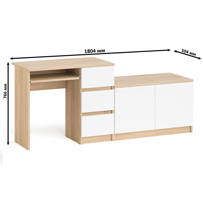 Прямые компьютерные столы, Тумба Мори МА900.1 и стол компьютерный МС-6 ящики справа
