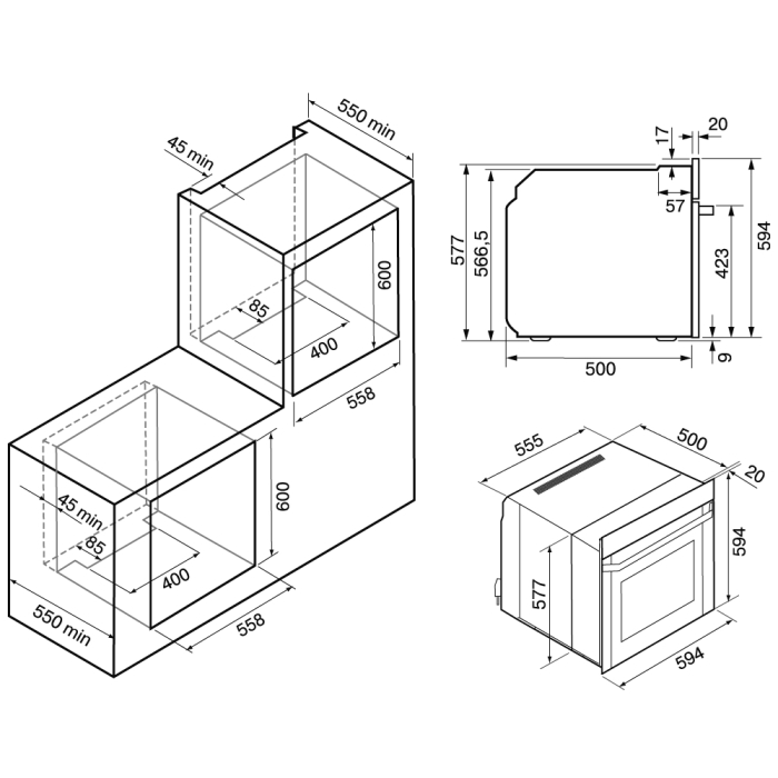 Духовые шкафы, Электрический духовой шкаф (независимый) KRONA ESSENZA 60 WH G2 