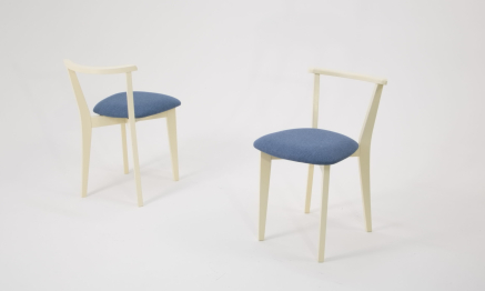 Стол Сканди М 100 орех/слоновая кость со стульями Франк слоновая кость рогожка синий