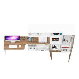 Домашний офис Лидер-8 из компьютерного стола с верхней полкой и пенала для одежды с тумбой МД 3.15