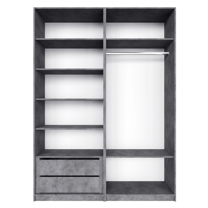 Шкафы распашные, Распашной шкаф Локер 800+800 (Гармошка с системой Push to Move/Правый) с полками и ящиками слева