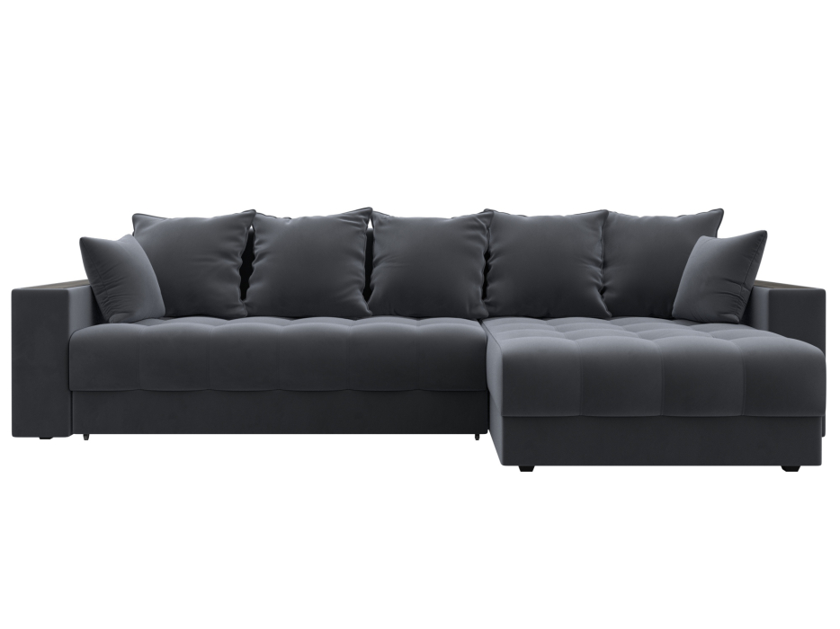 Диваны угловые в гостиную, Диван угловой с декором и полкой Лига-050 НПБ, велюр SEVEN