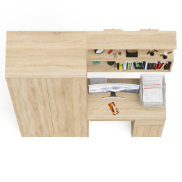 Компьютерный стол однотумбовый правый с ящиком и верхней полкой и платяной шкаф Мори МШ8001