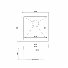Мойка подст.монтаж 45х45 (3,0) с сифоном