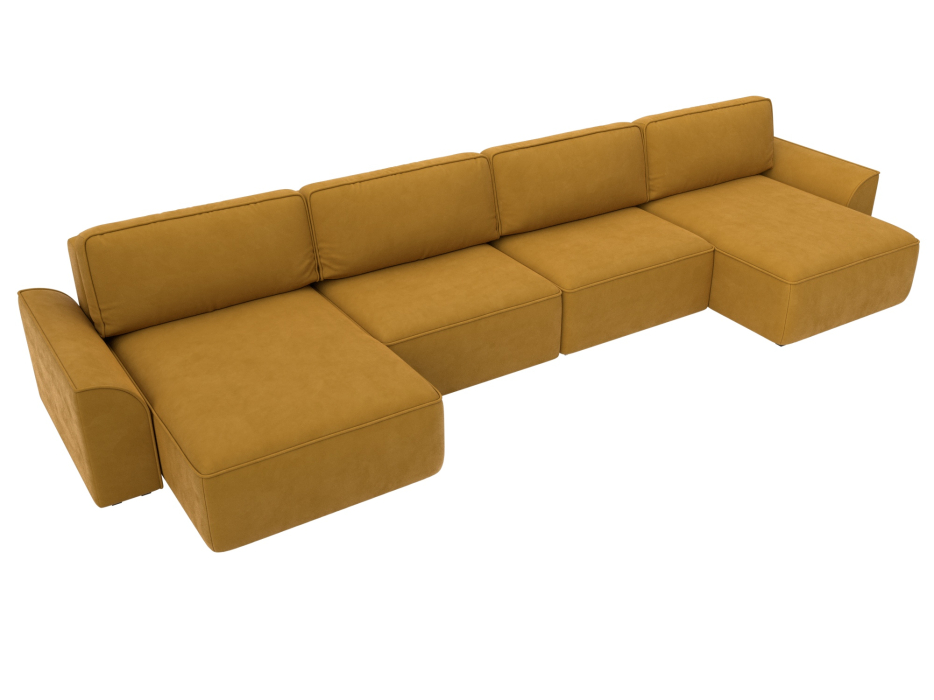 Диваны прямые со спальным местом, Диван п-образный Лига-048 НПБ лонг, велюр BRUT