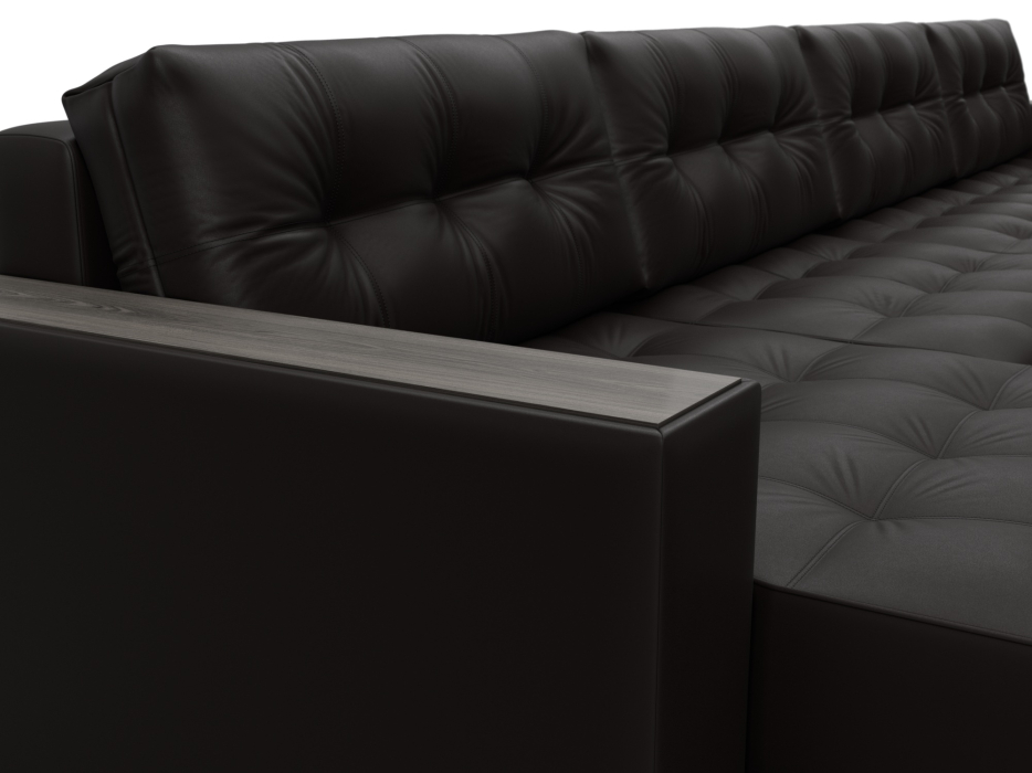 Дизайнерские диваны для гостиной, Диван П-образный с декором Лига-049 НПБ Лонг, экокожа GRIFON