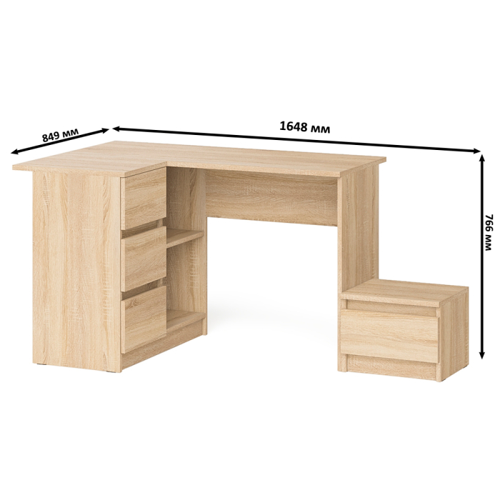 Угловые, Компьютерный стол угловой Мори МС-16 левый и тумбочка на 400