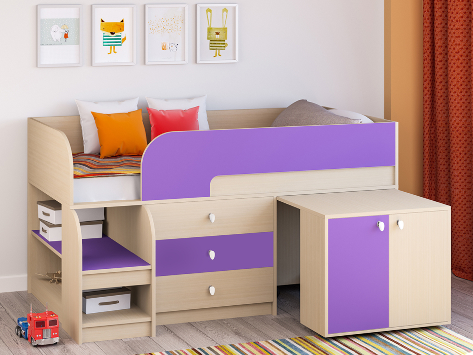 Кровати-чердаки, Кровать-чердак Астра 9 V7 Дуб молочный