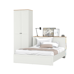 Кровать со спальным местом 1600х2000 с ортопедическим основанием Остин и шкаф для одежды