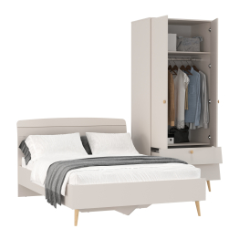 Двухспальная кровать Афина 1400 с 2-х дверным шкафом-комодом