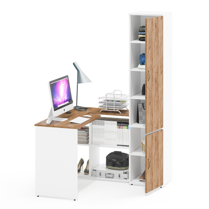 Домашние кабинеты, Пенал с полками и компьютерный стол-трансформер Лидер-8