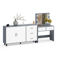 С зеркалом, Косметический столик с подсветкой СТ-5 в комплекте с комодом 123-1604