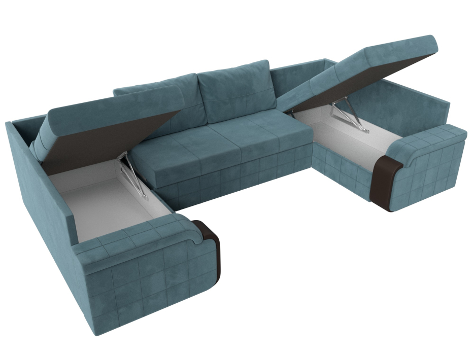 Диваны с ящиком для белья, П-образный диван Николь, велюр / экокожа