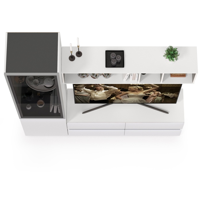 Стенки для гостиной, Гостиная Сидней с фасадами стекло