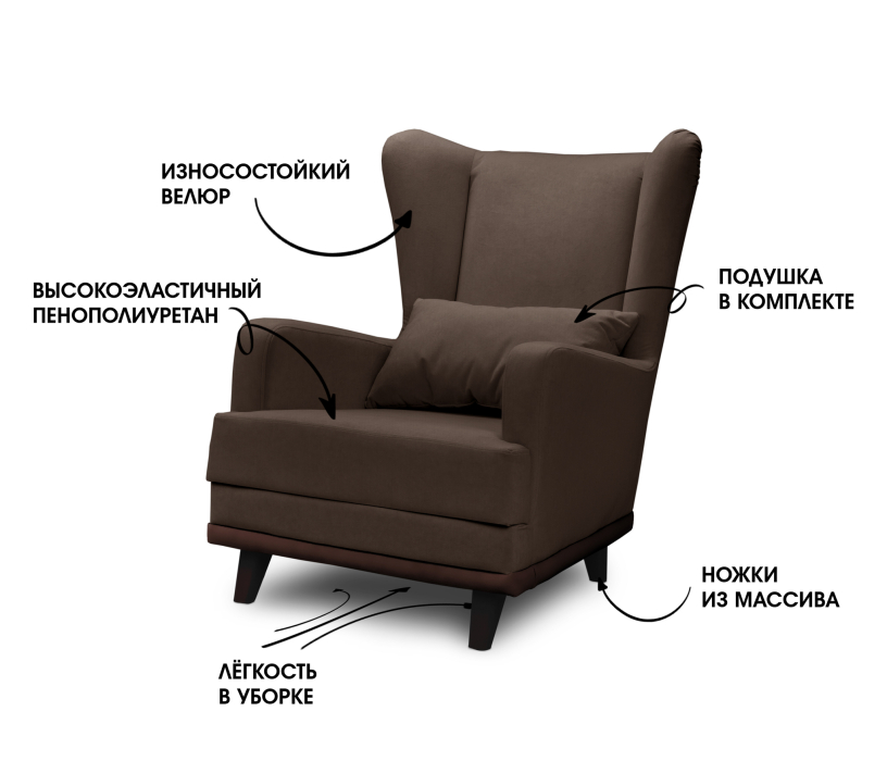 Кресло для отдыха, Кресло для отдыха Ритм интерьерное, микровелюр