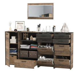 Навесное зеркало в прихожую Трувор с обувницами и комодом-тумбой