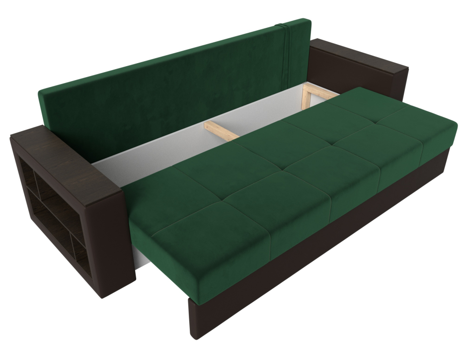 Диваны прямые, Диван прямой Дубай Лайт полки слева, велюр/экокожа