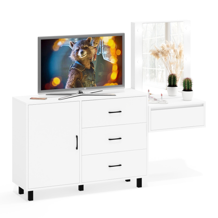 Туалетные столики, Комод с дверками и ящиками 122-1204 и косметический столик навесной с подсветкой