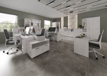 Стеллаж низкий для документов с фасадом и ящиками Конгресс мод. 4.3