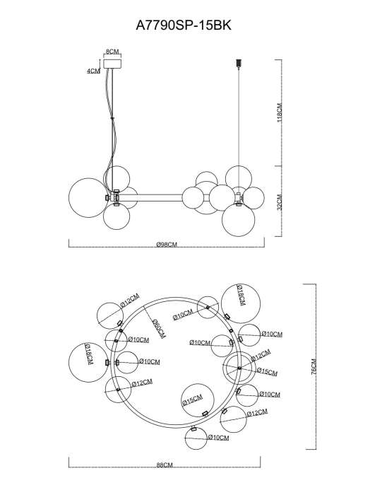 Люстра подвесная, Люстра подвесная VINCENT 98см