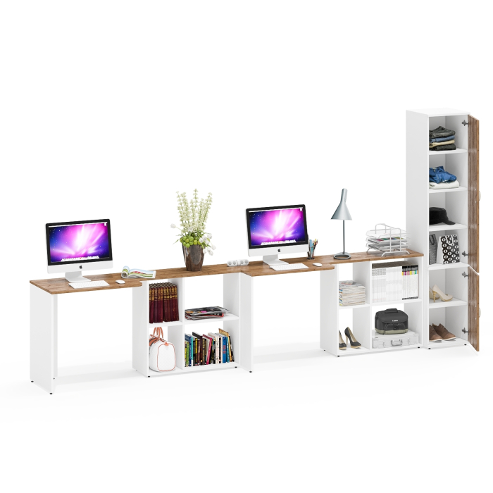 Домашние кабинеты, Два стола-трансформера для двоих детей Лидер-8 и пенал для учебников и книг МД 22Б