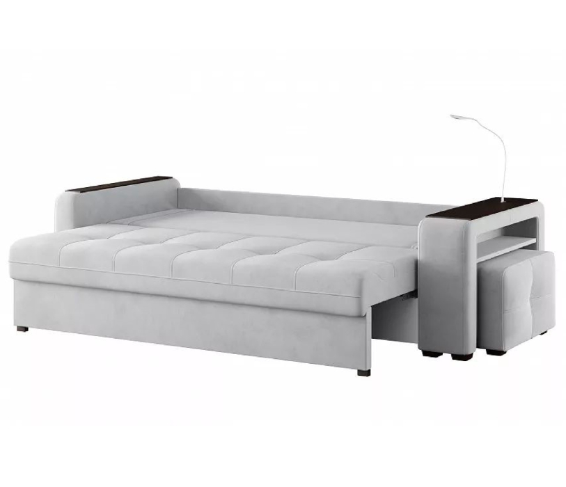Диваны с ящиком для белья, Диван-кровать прямой Smart 4 пуф справа Велюр