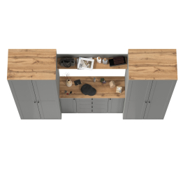 Прихожая Остин из двух платяных шкафов, комода и открытой полки