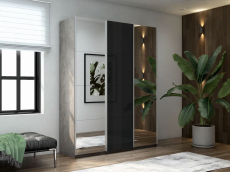 Шкафы-купе 3-х дверные, Шкаф-купе Прайм 3-х дверный Зеркала/Стекло черное/Доводчики 180х57х230