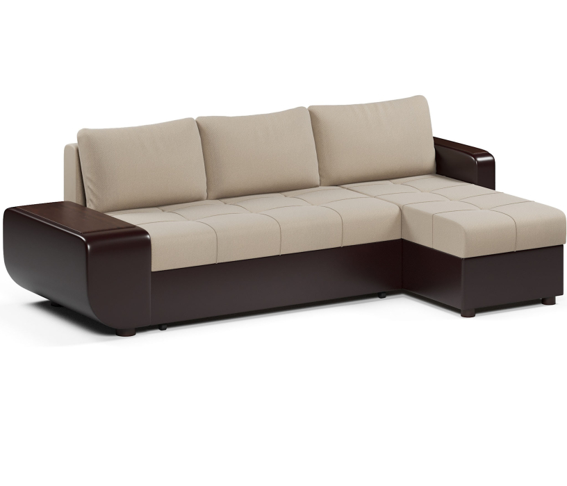 Диваны угловые в гостиную, Диван-кровать угловой Атланта со столиком еврокнижка,велюр+экокожа