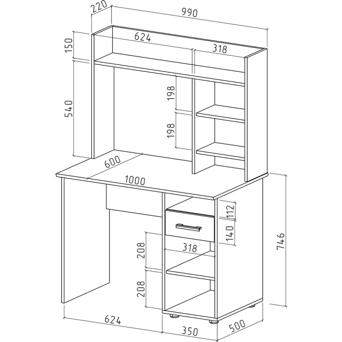 Прямые, Письменный стол Остин-9