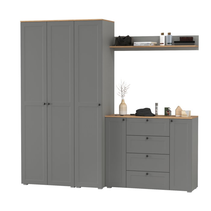 Прихожие, Шкаф и шкаф-пенал с комодом и полкой Остин для прихожей