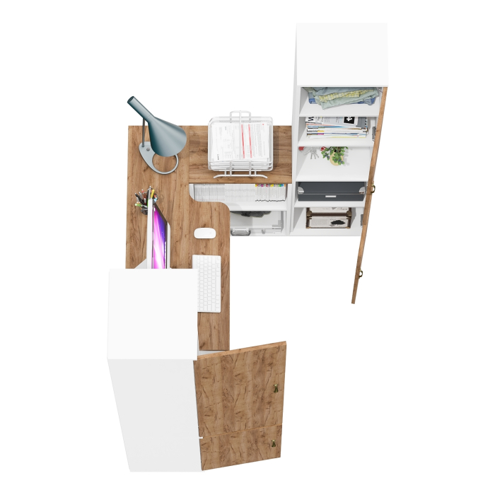 Домашние кабинеты, Стол-трансформер письменный Лидер-8 с пеналом с нишей и пеналом МД 21Б