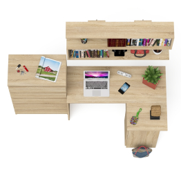 Комод Мори МК700.5 со столом компьютерным угловым МС-16 правым и открытой полкой 1200