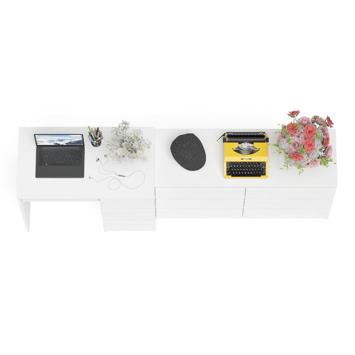 Домашние кабинеты, Комод Мори МК-1200 6 ящиков и компьютерный стол МС-6 три ящика справа