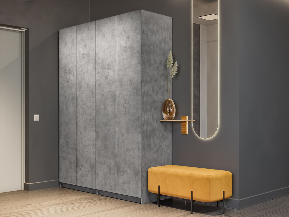 Шкафы распашные, Распашной шкаф Локер 800+800 (Гармошка с системой Push to Move/Левый) с полками