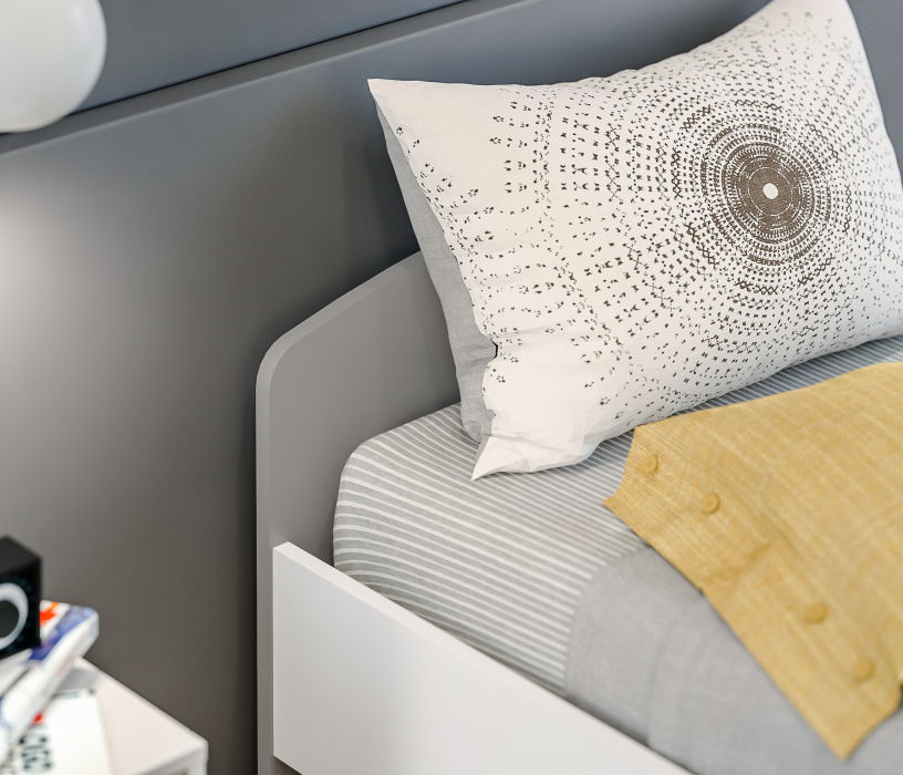 Кровати одноярусные, Mika СБ-3286 Кровать Белый,Серый с основанием