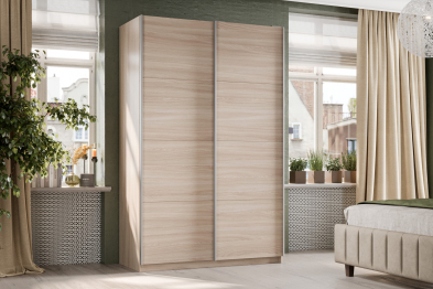 Шкаф-купе Smart 1424 2х дверный (фасады ЛДСП) профиль серебро